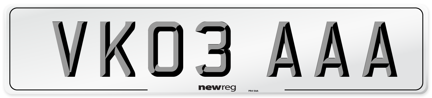 VK03 AAA Number Plate from New Reg